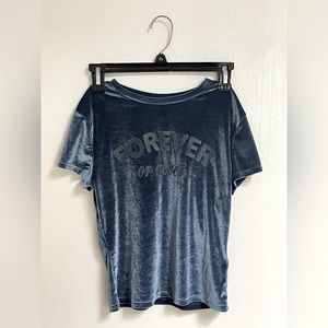 "forever or never" blue velvet t-shirt